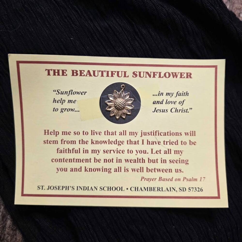 Vintage Sunflower Charm Religious Prayer Card St Joseph’s School